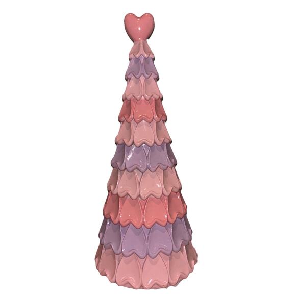 Unbranded Other - Valentines Day Pastel Pink & Purple Hearts Tiered Tree Tabletop Decor 12" NEW